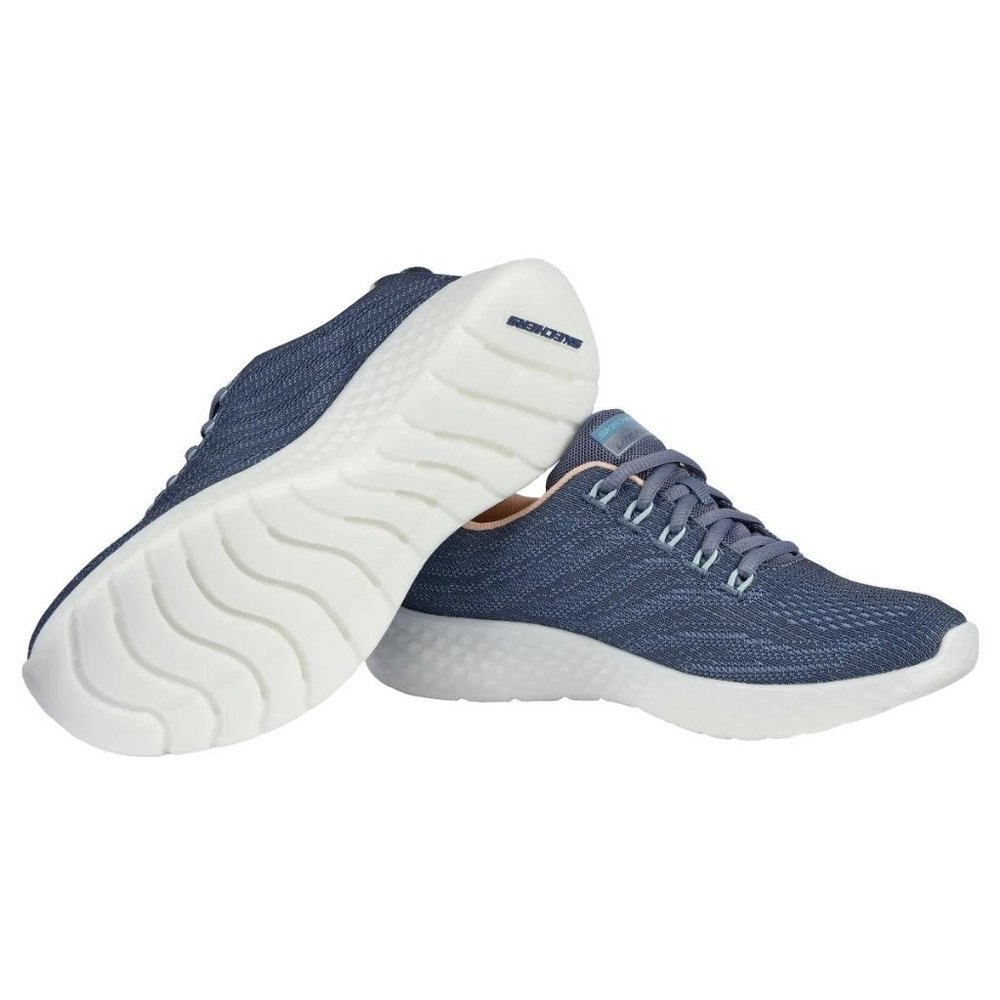 Skechers Navy and Light Pink Knit Memory Foam Sneakers - Picture 6 of 6